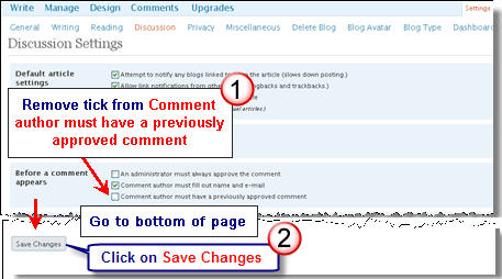 Image of changing comment moderation setting