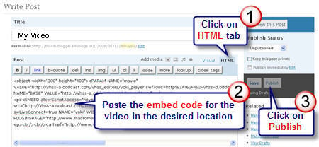 Image of Embedding Code into post