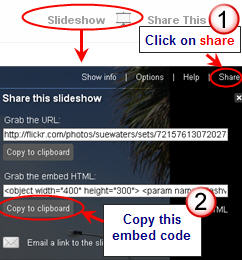 Image of grabbing the embed code for a slideshow