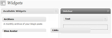 Adding Links widget to sidebar