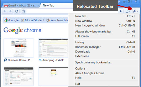 Google Chrome toolbar