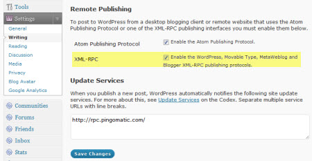 Enabling XML-RPC
