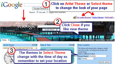 Image of setting iGoogle Themes