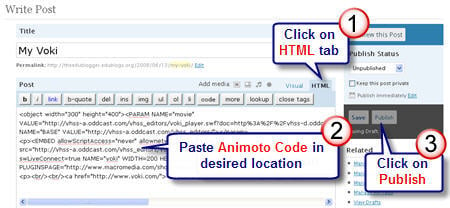 Image of pasting code HTML Tab