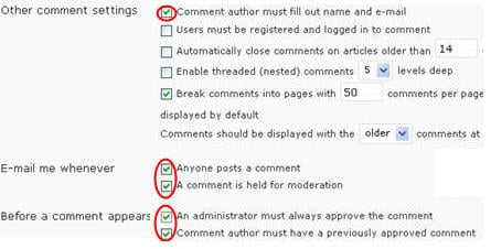 Image of comment moderation setting