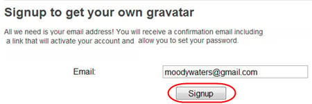 Signing up for a Gravatar